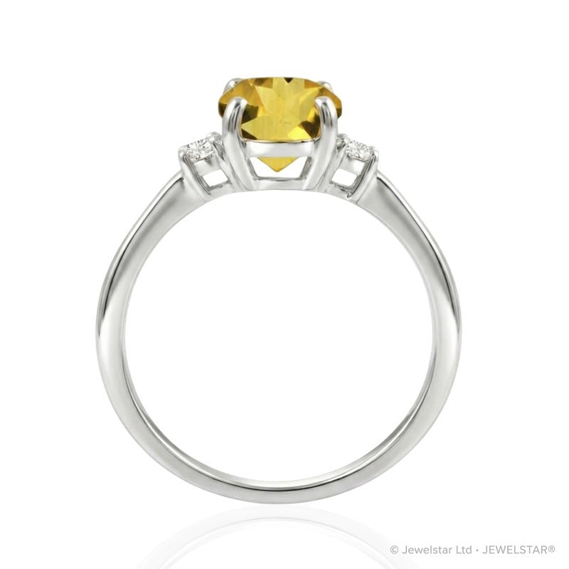 R-44663-CT-W  Diamond & Citrine Three Stone Ring