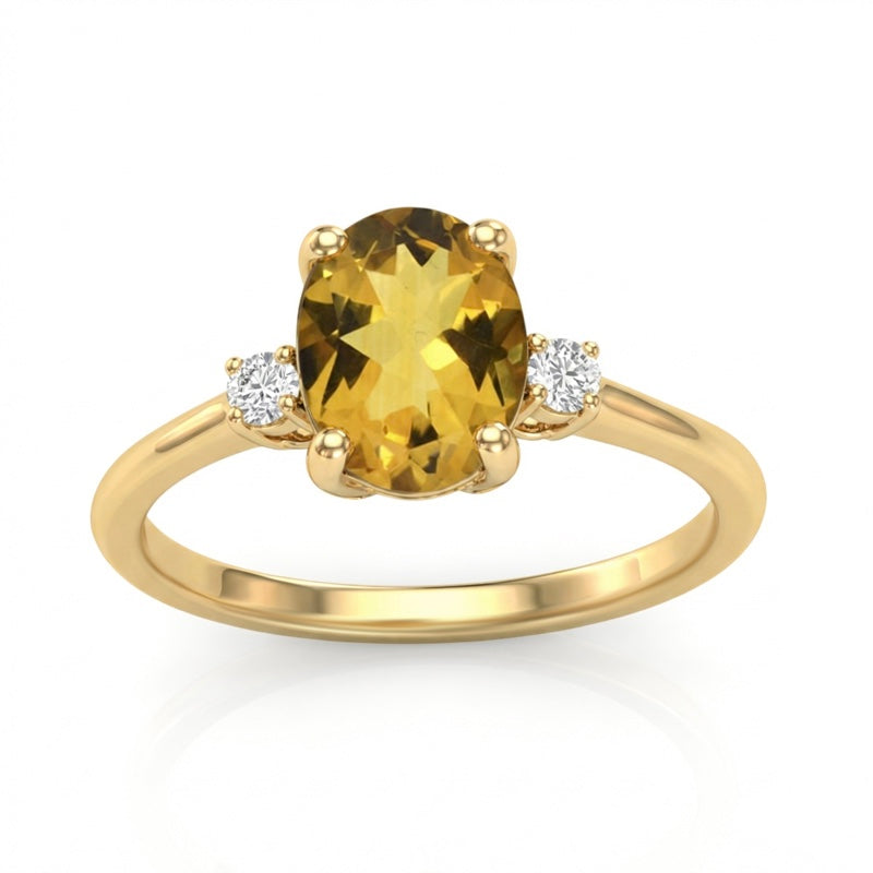 R-44663-CT-Y  Diamond & Citrine Three Stone Ring