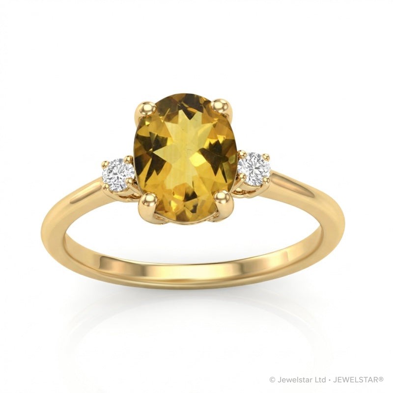 R-44663-CT-Y  Diamond & Citrine Three Stone Ring