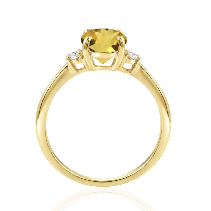 R-44663-CT-Y  Diamond & Citrine Three Stone Ring
