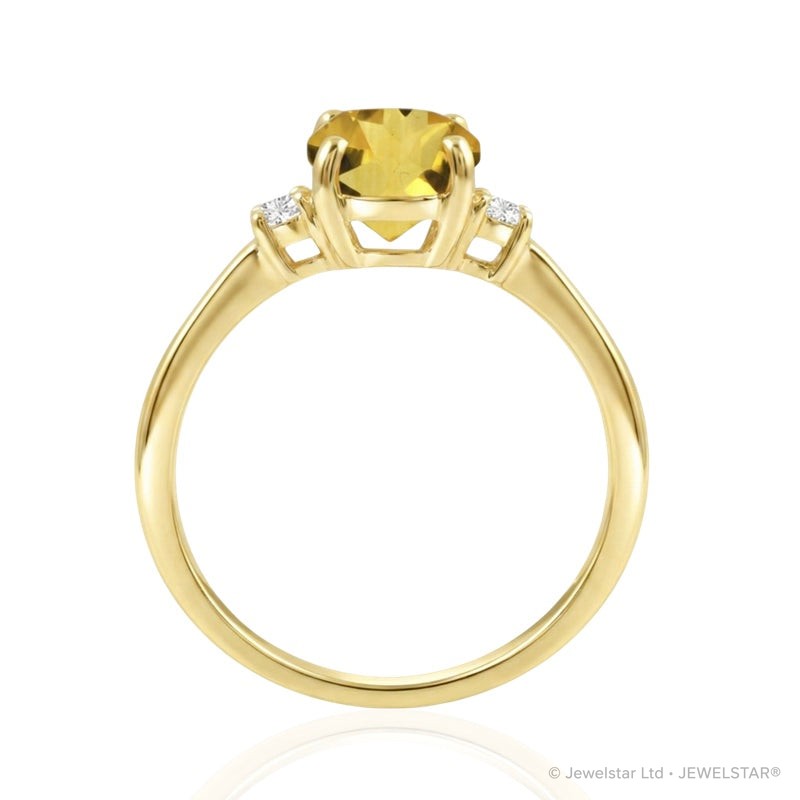 R-44663-CT-Y  Diamond & Citrine Three Stone Ring