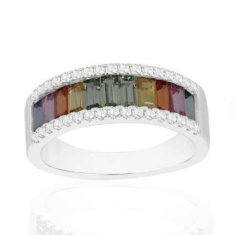 R-52502-CS-W  Diamond & Colour Sapphire Ring